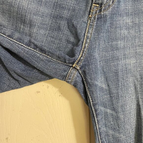 Levi's Womens Dark Wash Stretch 505 Straight Leg Mid Rise Jeans Size 6 - Picture 7 of 8